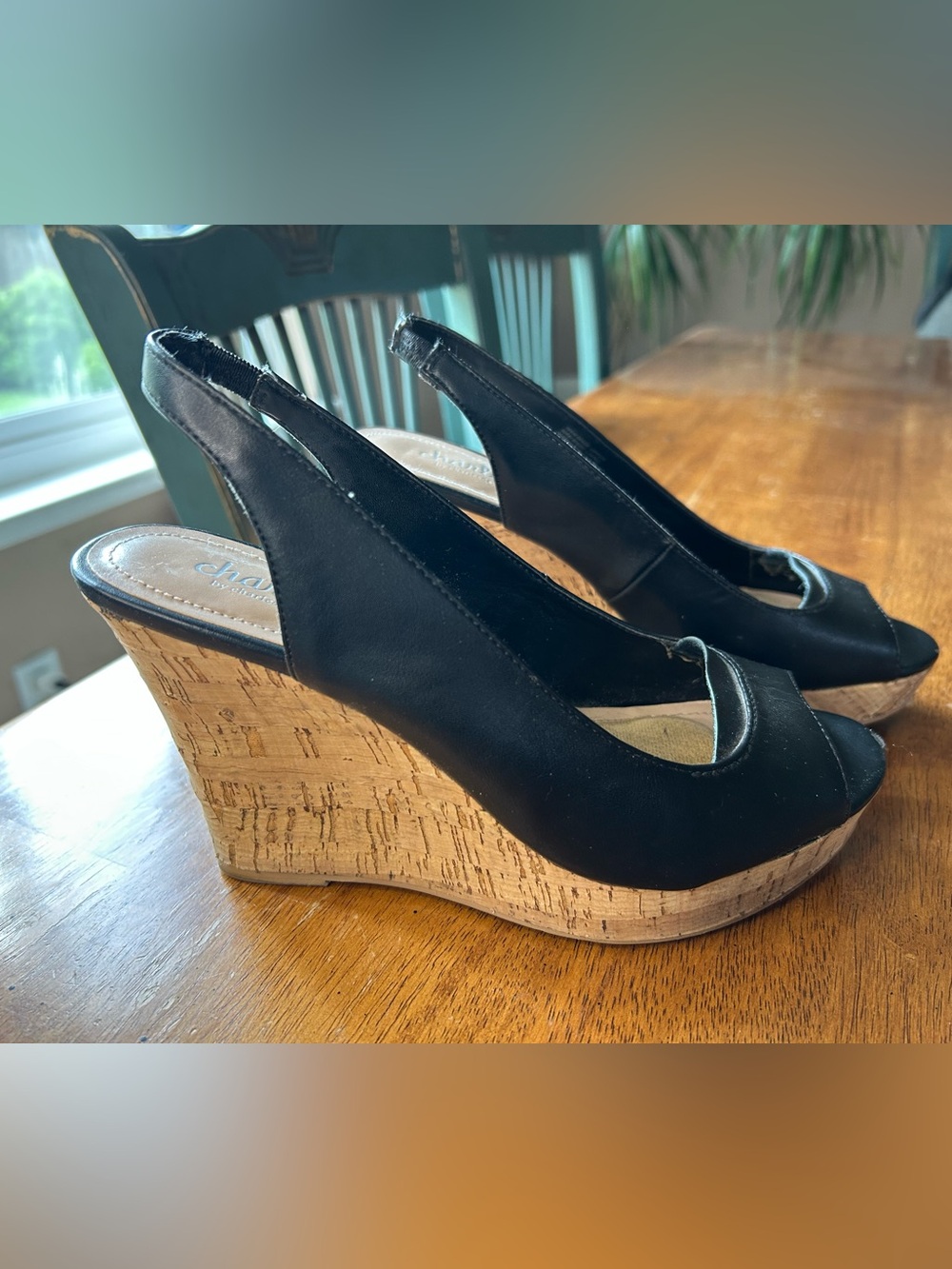 Charles by Charles David Black Wedge Platform Sz 7